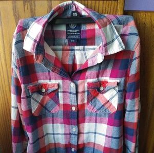 Checkered American eagle button up